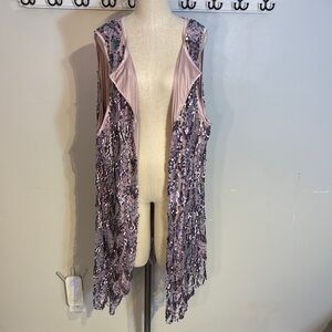Sequin Embellished Sleeveless long Vest